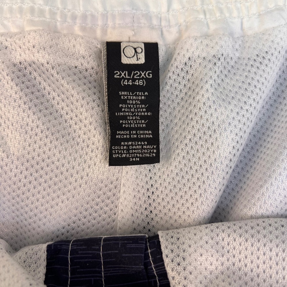 Ocean Pacific Men's 2XL Dark Navy Striped Floral Board Shorts Swim Trunks Beach - Picture 3 of 8